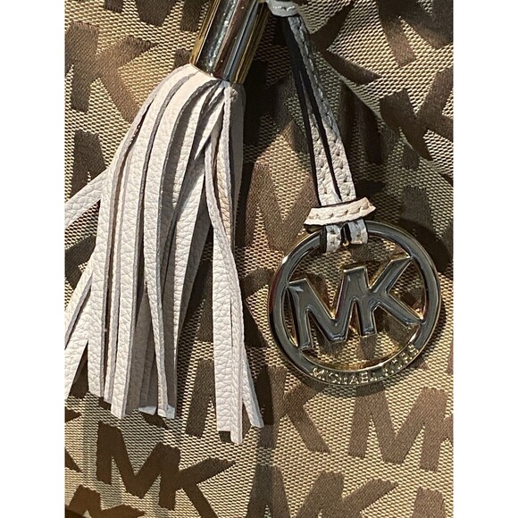 MICHAEL Michael Kors Purse Marina Signature Jacquard Drawstring Tassel HOBO Genu - Picture 4 of 16